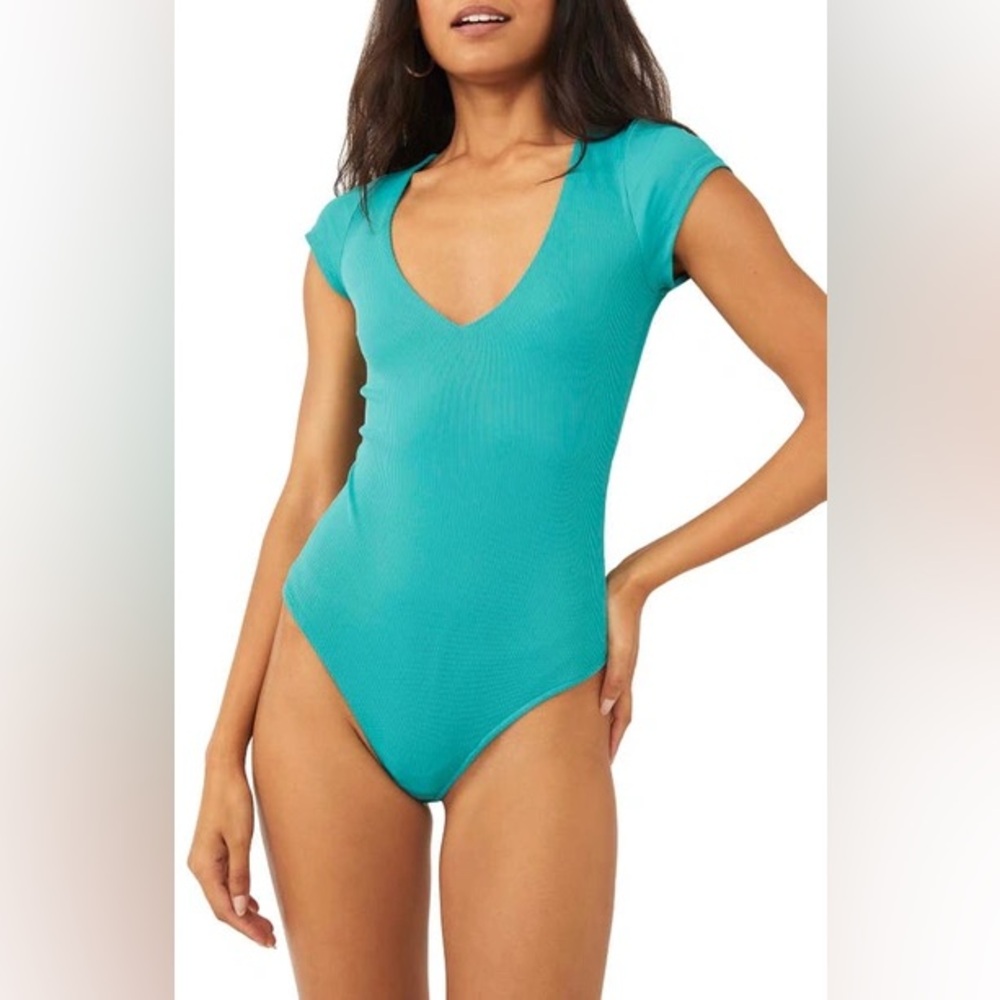 FREE PEOPLE INTIMATELY READY OR NOT RIBBED SHORT SLEEVE BODYSUIT